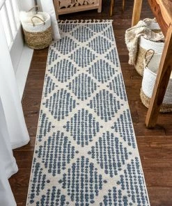 Well Woven Arbor Moroccan Trellis Light Blue Kilim-Style Rug
