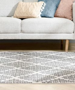 Well Woven Arbor Moroccan Trellis Grey Kilim-Style Rug