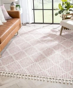 Well Woven Arbor Moroccan Trellis Blush Kilim-Style Rug