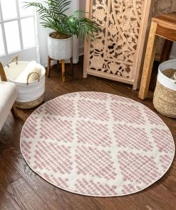Well Woven Arbor Moroccan Trellis Blush Kilim-Style Rug