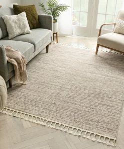 Well Woven Turin Modern Abstract Striation Beige Kilim-Style Rug Global