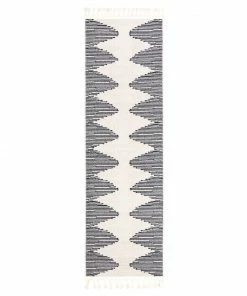 Well Woven Zipped Tribal Aztec Geometric Ivory & Navy Blue Kilim-Style Rug Global
