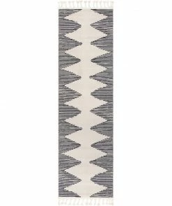 Well Woven Zipped Tribal Aztec Geometric Ivory & Navy Blue Kilim-Style Rug Global