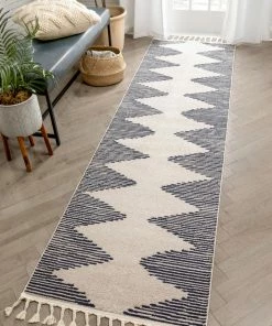 Well Woven Zipped Tribal Aztec Geometric Ivory & Navy Blue Kilim-Style Rug Global