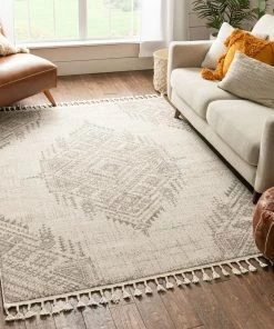 Well Woven Anette Vintage Distressed Medallion Beige Kilim-Style Rug Global