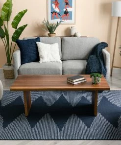 Well Woven Global Zipped Tribal Aztec Geometric Dark Blue Kilim-Style Rug