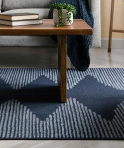 Well Woven Global Zipped Tribal Aztec Geometric Dark Blue Kilim-Style Rug