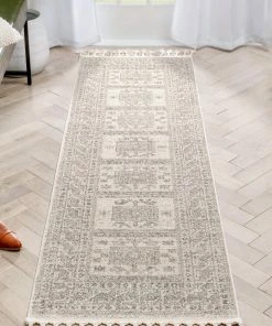 Well Woven Carina Tribal Medallion Beige Kilim-Style Rug