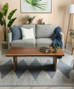 Well Woven Zipped Tribal Aztec Geometric Denim Blue Kilim-Style Rug