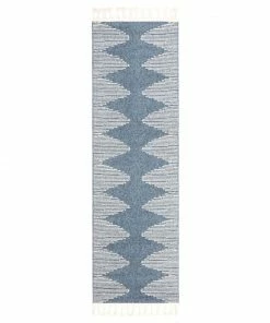Well Woven Zipped Tribal Aztec Geometric Denim Blue Kilim-Style Rug