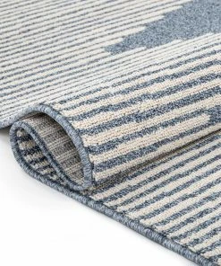 Well Woven Zipped Tribal Aztec Geometric Denim Blue Kilim-Style Rug