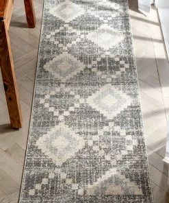 Well Woven Global Juliet Tribal Geometric Diamond Pattern Grey Kilim-Style Rug