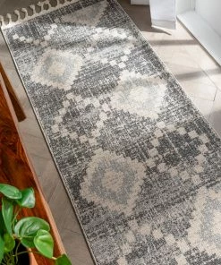 Well Woven Global Juliet Tribal Geometric Diamond Pattern Grey Kilim-Style Rug
