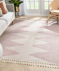 Well Woven Zipped Tribal Aztec Geometric Blush Kilim-Style Rug