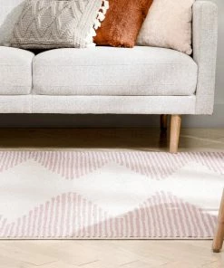 Well Woven Zipped Tribal Aztec Geometric Blush Kilim-Style Rug