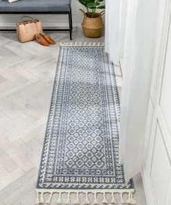 Well Woven Callista Tribal Trellis Pattern Blue Kilim-Style Rug