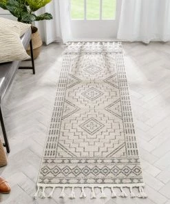 Well Woven Zafer Tribal Geometric Pattern Ivory Kilim-Style Rug