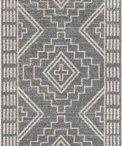 Well Woven Zafer Tribal Geometric Pattern Charcoal Kilim-Style Rug Global 23 Well Woven Zafer Tribal Geometric Pattern Charcoal Kilim-Style Rug Global