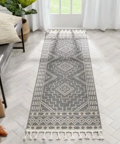 Well Woven Zafer Tribal Geometric Pattern Charcoal Kilim-Style Rug Global 20 Well Woven Zafer Tribal Geometric Pattern Charcoal Kilim-Style Rug Global