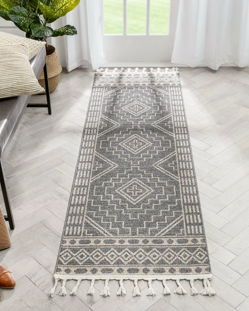 Well Woven Zafer Tribal Geometric Pattern Charcoal Kilim-Style Rug Global 9 Well Woven Zafer Tribal Geometric Pattern Charcoal Kilim-Style Rug Global