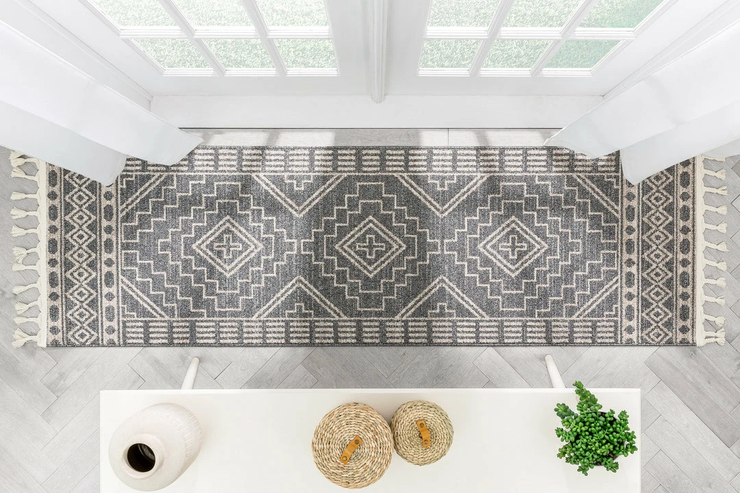 Well Woven Zafer Tribal Geometric Pattern Charcoal Kilim-Style Rug Global 11 Well Woven Zafer Tribal Geometric Pattern Charcoal Kilim-Style Rug Global