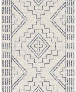 Well Woven Global Zafer Tribal Geometric Pattern Light Blue Ivory Kilim-Style Rug