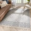 Well Woven Global Zafer Tribal Geometric Pattern Light Blue Ivory Kilim-Style Rug