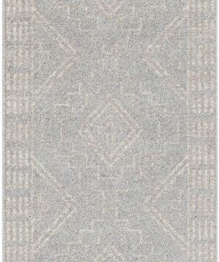 Well Woven Zafer Tribal Geometric Pattern Grey Kilim-Style Rug