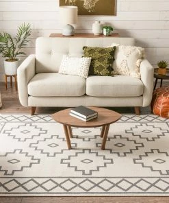 Well Woven Mica Southwestern Tribal Geometric Ivory Kilim-Style Rug