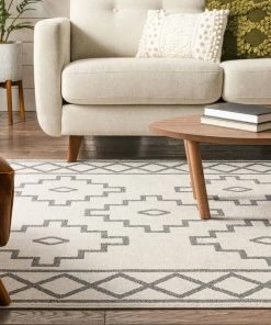 Well Woven Mica Southwestern Tribal Geometric Ivory Kilim-Style Rug