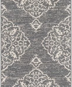 Well Woven Global Mara Medallion Botanical Pattern Grey Kilim-Style Rug