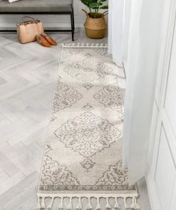 Well Woven Global Mara Medallion Botanical Pattern Brown Beige Kilim-Style Rug