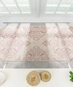 Well Woven Mara Medallion Botanical Pattern Blush Kilim-Style Rug Global 22 Well Woven Mara Medallion Botanical Pattern Blush Kilim-Style Rug Global