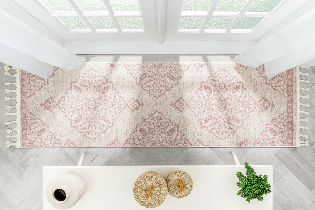 Well Woven Mara Medallion Botanical Pattern Blush Kilim-Style Rug Global 11 Well Woven Mara Medallion Botanical Pattern Blush Kilim-Style Rug Global