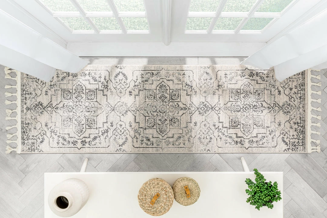 Well Woven Valentina Oriental Medallion Pattern Ivory Grey Kilim-Style Rug 11 Well Woven Valentina Oriental Medallion Pattern Ivory Grey Kilim-Style Rug