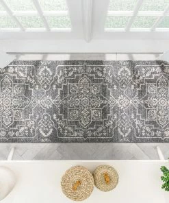 Well Woven Valentina Oriental Medallion Pattern Grey Kilim-Style Rug 22 Well Woven Valentina Oriental Medallion Pattern Grey Kilim-Style Rug