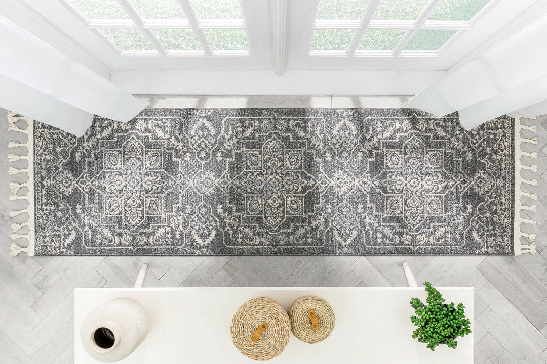 Well Woven Valentina Oriental Medallion Pattern Grey Kilim-Style Rug 11 Well Woven Valentina Oriental Medallion Pattern Grey Kilim-Style Rug