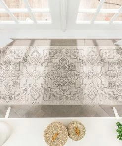 Well Woven Global Valentina Oriental Medallion Pattern Brown Beige Kilim-Style Rug