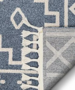 Well Woven Mica Southwestern Tribal Geometric Denim Blue Kilim-Style Rug Global