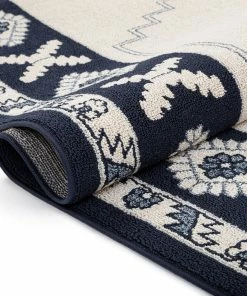 Well Woven Kaya Southwestern Tribal Medallion Dark Blue Kilim-Style Rug Global