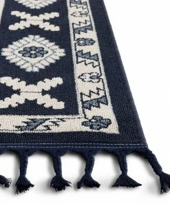 Well Woven Kaya Southwestern Tribal Medallion Dark Blue Kilim-Style Rug Global