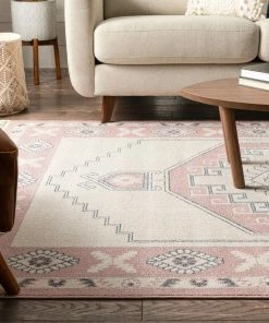 Well Woven Global Kaya Southwestern Tribal Medallion Blush Kilim-Style Rug