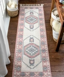 Well Woven Global Kaya Southwestern Tribal Medallion Blush Kilim-Style Rug