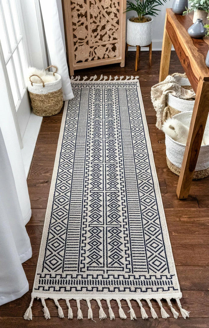 Well Woven Dora Tribal Moroccan Geometric Dark Blue Kilim-Style Rug Global 5 Well Woven Dora Tribal Moroccan Geometric Dark Blue Kilim-Style Rug Global