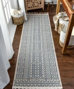 Well Woven Dora Tribal Moroccan Geometric Light Blue Kilim-Style Rug Global