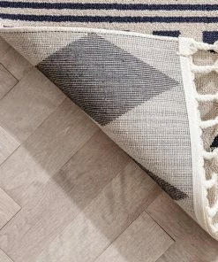 Well Woven Cruce Tribal Moroccan Geometric Dark Blue Kilim-Style Rug Global