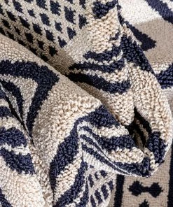 Well Woven Cruce Tribal Moroccan Geometric Dark Blue Kilim-Style Rug Global