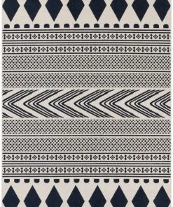 Well Woven Cruce Tribal Moroccan Geometric Dark Blue Kilim-Style Rug Global