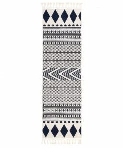 Well Woven Cruce Tribal Moroccan Geometric Dark Blue Kilim-Style Rug Global