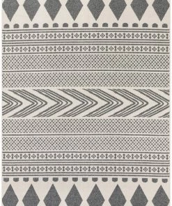 Well Woven Cruce Tribal Moroccan Geometric Grey Kilim-Style Rug